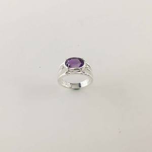 Anillo de piedras preciosas de amatista natural con ajuste de bisel de plata esterlina de alta calidad con diamante para boda - Product Image 5