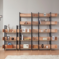 Étagères d'angle murales contemporaines en fer à 5 niveaux de qualité supérieure pour rangement de livres, mobilier de bureau à domicile et de salon, réglables, finition poudrée