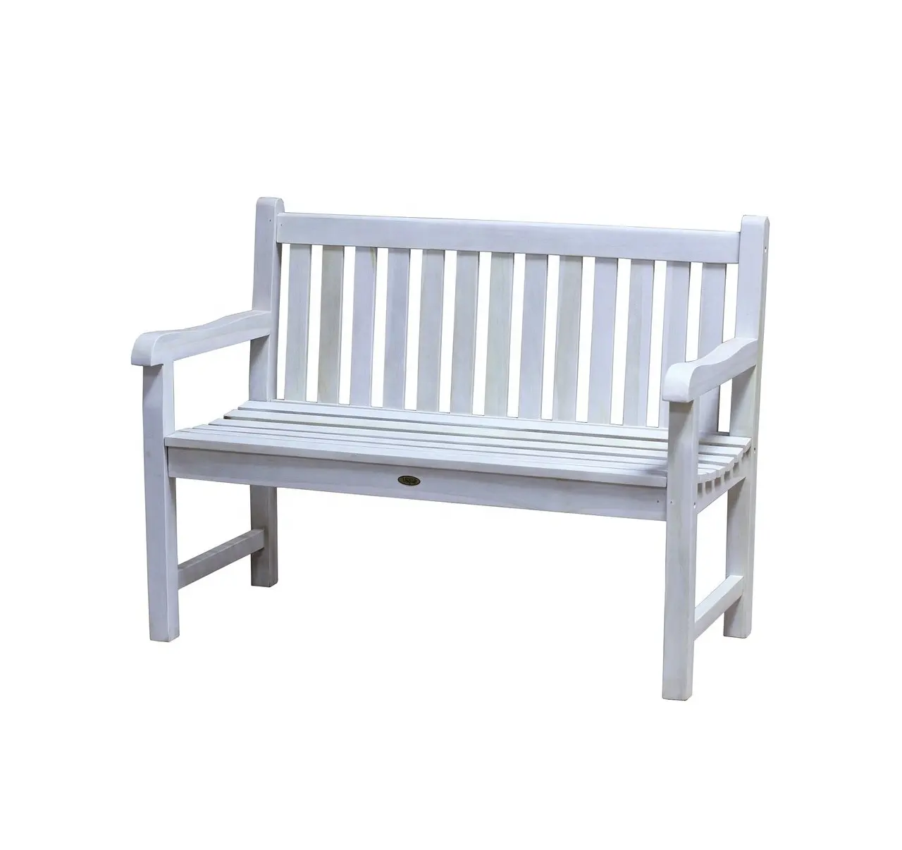 White Outdoor Garden Bench 2-Seater Eucalyptus Bench Garden Furniture Wooden Bench Patio Teak Look