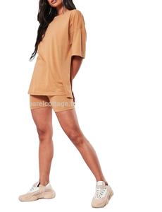 100% algodón Mujer moda calle ropa unisex de gran tamaño algodón orgánico o cuello caída hombro entrenamiento línea larga Camiseta estampada - Product Image 3