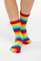 Chaussettes unisexes d'hiver chaudes et épaisses en tricot à 5 doigts, respirantes en coton, antidérapantes, à motif rayé, personnalisables pour le quotidien