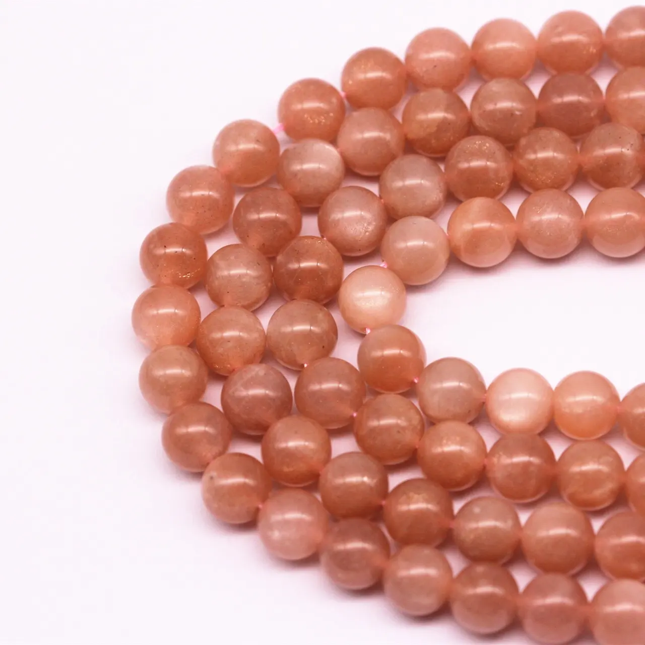 Hot Wholesale Gemstone Round Loose Beads Peach Moonstone