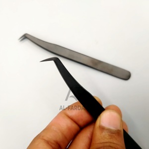 Pince à épiler d'extension de cils de botte mince de 65 degrés noir mat pince à cils de volume russe fibre pointue acier inoxydable solide - Product Image 1