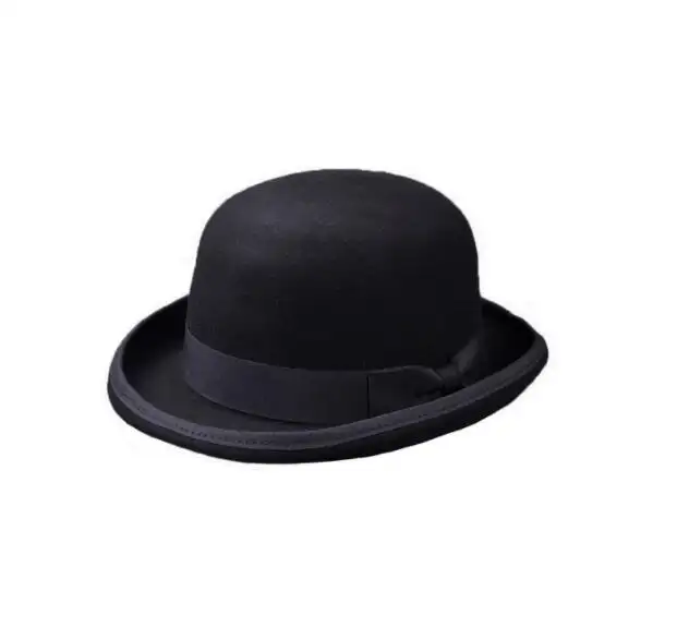 Fashion Trendy Unisex Mens Wool Felt Bowler Hat Formal derby hat with band roll up brim fedora hats