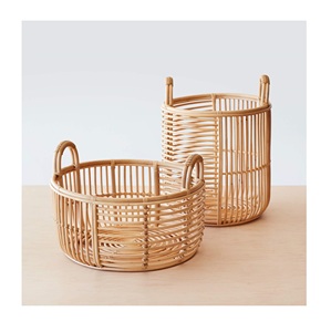 Rattan cane laundry storage baskets