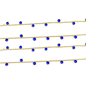 ไพลินเหลี่ยมเพชรพลอยกลม4มม. แฟนซีฝาโซ่เครื่องประดับทำส่วนประกอบสร้อยคอ/สร้อยข้อมือทำโซ่ - Product Image 1
