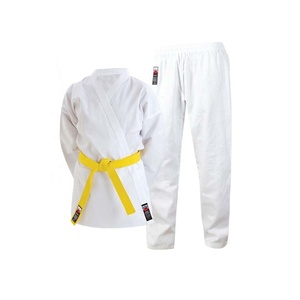 Kimono de karaté en coton pour enfants, 7 oz, avec bande élastique et ceinture offerte, blanc/noir, uniforme parfait pour l'entraînement - Product Image 2