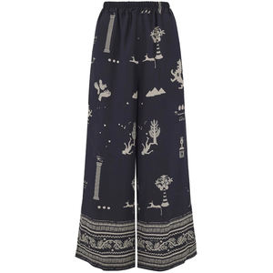 Pantalon décontracté sur mesure grande taille pour femme, nouvelle collection printemps, 100 % coton, taille élastique, jambe large - Product Image 1