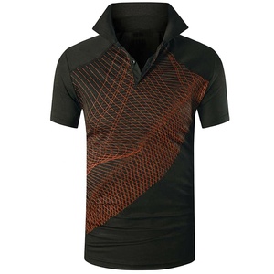 Polo informal de golf a rayas para hombre, manga corta, ajuste regular, sublimación personalizada, estampado antiarrugas, rendimiento, hecho de punto - Product Image 4