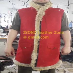 Traje de Papá Noel de Navidad Unisex, tela de cuero, cintura media, a prueba de viento, antiarrugas, patrón bordado, novedad, disfraz de Papá Noel - Product Image 5