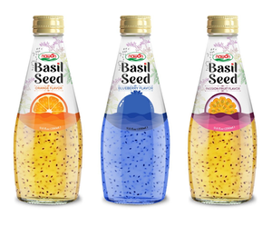 Bebida de Semillas de Hierbas Gelatinosas Texturizadas 290ml en Botella de Vidrio, Infusión de Frutas Exóticas, Refresco Visual, Suministro al por Mayor - Product Image 1