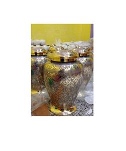 Prestige Brass Cremation Urn with Engraved Design <b>Funeral</b> <b>Supplies</b> from BRASSWORLD INDIA - Product Image 1