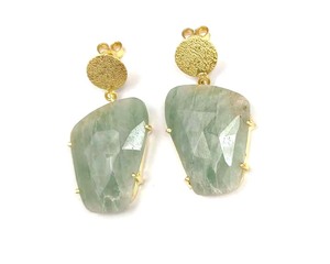 Boucles d'oreilles en pierres précieuses amazonite faites à la main plaqué or forme naturelle à facettes cadeau à la mode pour elle avec beauté naturelle - Product Image 5
