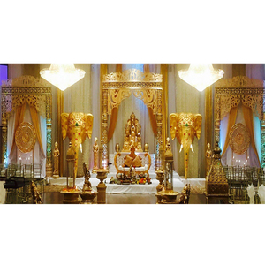 La mejor ceremonia de boda de kalana, escenario dorado, tema dorado celestial, boda, escenario Sur, hindú, Manavarai, decoración de escenario - Product Image 1