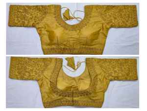 Vêtements de mariage de créateur indien dernière collection Banarasi soie lourde pierre brodée travail motif géométrique écologique dames - Product Image 4