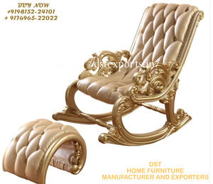 Luxury Carved <b>Rocking</b> <b>Chair</b> with Footrest Wholesale Royal <b>Rocking</b> <b>Chair</b> & Ottoman Gold Finish <b>Rocking</b> <b>Chair</b> Set Home Furniture Manufacturer - Product Image 5