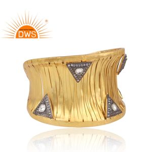 Zircon cristal Quartz pierres précieuses plaqué or en argent Sterling déclaration manchette Bracelet pour femme cadeau pour sa Collection délicate - Product Image 2