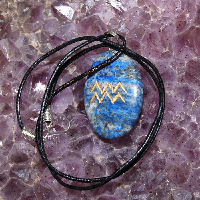 Подвески Lapis Lazuli для Водолея вырезанные вручную драгоценные камни фэн-шуй гравюры для стиля любви