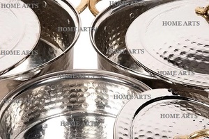 Plat de service alimentaire en acier inoxydable martelé, forme ronde, taille personnalisée, par Home Arts - Product Image 5