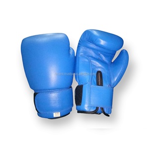 ตะขอและห่วงปิดถุงมือมวยสำหรับฝึกทำจากหนังแท้สีฟ้าทั้งหมด - Product Image 1