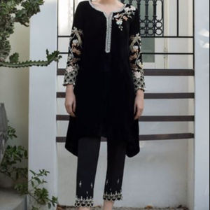 2021 Latest Trendy Party/Wedding <b>Dress</b> <b>Kurta</b> with Beautiful Applique and Sequined Lace Work Including Pant - Product Image 1