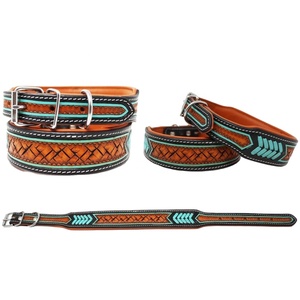 Handmade 100% Cow Leather <b>Dog</b> <b>Collar</b> Premium Quality Soft Padded Rivet Decoration Solid Pattern Direct Wholesale Manufacturer - Product Image 1