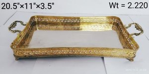 Bandeja de servicio de conchas marinas de espejo de madera de latón antiguo para el hogar Hotel restaurante o Bar cocina uso elegante restaurante utensilios de cocina - Product Image 5