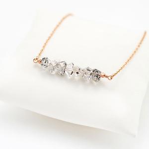 Cadena de Eslabones de Plata de Ley 92.5 Chapada en Oro de 16 Pulgadas con Diamante Herkimer, Piedra Preciosa Natural en Bruto, Joyería de Boda, Regalo - Product Image 1