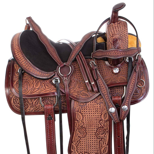 Premium Durable 14\"-18\" Genuine Leather English Saddle Set Various Colors for Barrel <b>Racing</b> Western Horse Tack - Product Image 1