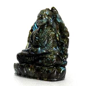 Belle Labradorite Bouddha Sculpture Fait À La Main Décor Figurine Cristal Guérison Pierres Précieuses - Product Image 2