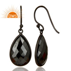 Pendientes colgantes hechos a mano de piedras preciosas de hematita al por mayor de Plata de Ley 925 para mujer fabricante de joyas - Product Image 2