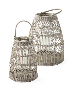 Artisanat vietnamien, lanterne en rotin tissé à la main, porte-bougie rustique en bambou pour la décoration de la maison, extérieur, pots à bougies en rotin tressé - Product Image 4