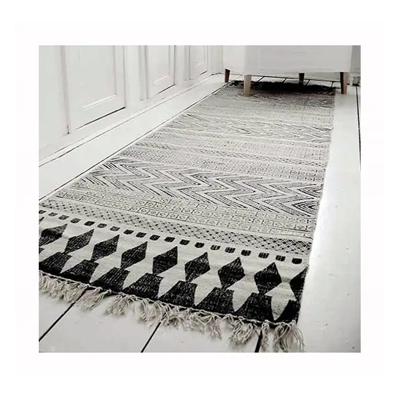 Vintage Style Stone Washed 100% Cotton Indian Durrie Latest Designed Durable Entrance Way Door Mat Rug For Sale