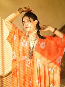 Mujeres 100% rayón Tie-Dye Kaftan Casual Long Beach hecho a mano verano vestido de talla grande hasta el suelo cintura Natural lavable - Product Image 2