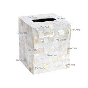 Boîte à mouchoirs en bois et nacre forme carrée boîte à mouchoirs faite à la main porte-serviettes pour accessoires de table - Product Image 1