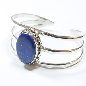 Royal Blue Lapis Lazuli สร้อยข้อมือสีเงินสร้อยข้อมืออัญมณี Lapis Lazuli เครื่องประดับ - Product Image 5