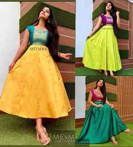 Vestido anarkali de satén de seda suave, nueva colección Anarkali Kurti, con banarasi, funciona por royel export - Product Image 5