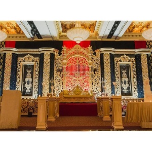 Big Grand Maharani ของตกแต่งเวทีงานแต่งงาน,เวทีมหารานีสีทองอันงดงามสำหรับการตกแต่งเวทีงานแต่งงาน - Product Image 1