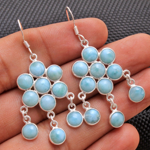 Christmas Special 925 Sterling <b>Silver</b> Jewelry rainbow Moonstone Larimar Gemstone Earring Wholesale Manufacture Jewelry - Product Image 4