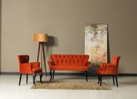 Ensemble de canapés Chesterfield modernes en velours avec structure en bois démontable, pour balcon et jardin, ensemble de chaises pour le thé