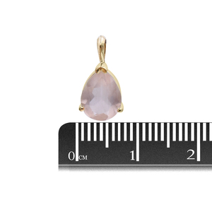 Colgante chapado en oro y plata de ley 14 MM, Cuarzo Rosa, forma de pera - Product Image 2