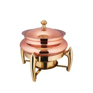 Plato de frotamiento de comida de cobre martillado con tapa colgante Diseño admirable Plato de frotamiento de comida de buffet de forma redonda - Product Image 5