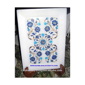 Belle Turquoise Et Lapis Lazuli Pierre Incrustation Plateau Design - Product Image 1