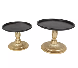 Présentoir à gâteau en métal Forme ronde couleur or noir Utilisation pour la décoration d'anniversaire Fourniture Présentoir à gâteau de table design unique de haute qualité - Product Image 1