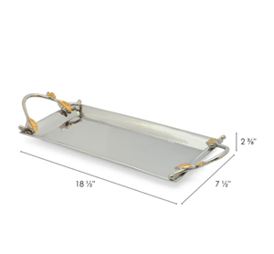 ถาดเสิร์ฟทรงสี่เหลี่ยมพร้อมหูจับทองเหลือง ถาดโลหะอเนกประสงค์ ดีไซน์สวยงาม เหมาะสำหรับเสิร์ฟและจัดระเบียบ - Product Image 6