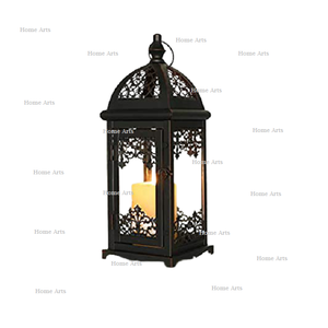 <b>Set</b> of 3 iron and glass <b>lantern</b> prime quality customized shape multi color hanging <b>lantern</b> for tabletop decor use - Product Image 2