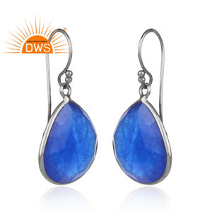 Pendientes de plata de primera ley con forma de pera para mujer, aretes, plata esterlina 925, GEMA, Aventurina, color negro - Product Image 2