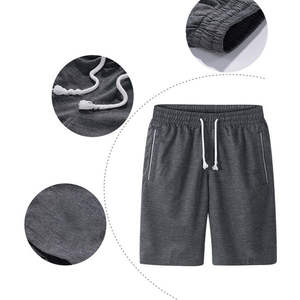 Pantalones cortos de algodón con bolsillos para gimnasio, color gris, para correr - Product Image 3
