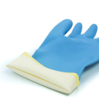 Nastah 100% Malaysian Made Blue Over Yellow Guantes de seguridad de látex para el hogar para el manejo de materiales de reciclaje de desechos y desechos