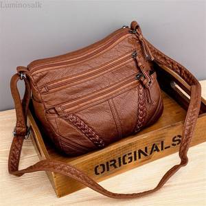 Leather Bag Multi-Pocket Shoulder Crossbody <b>for</b> Women Lady Purses Vintage Large Capacity Messenger <b>Unique</b> <b>Gift</b> <b>for</b> <b>Her</b> Trendy - Product Image 1